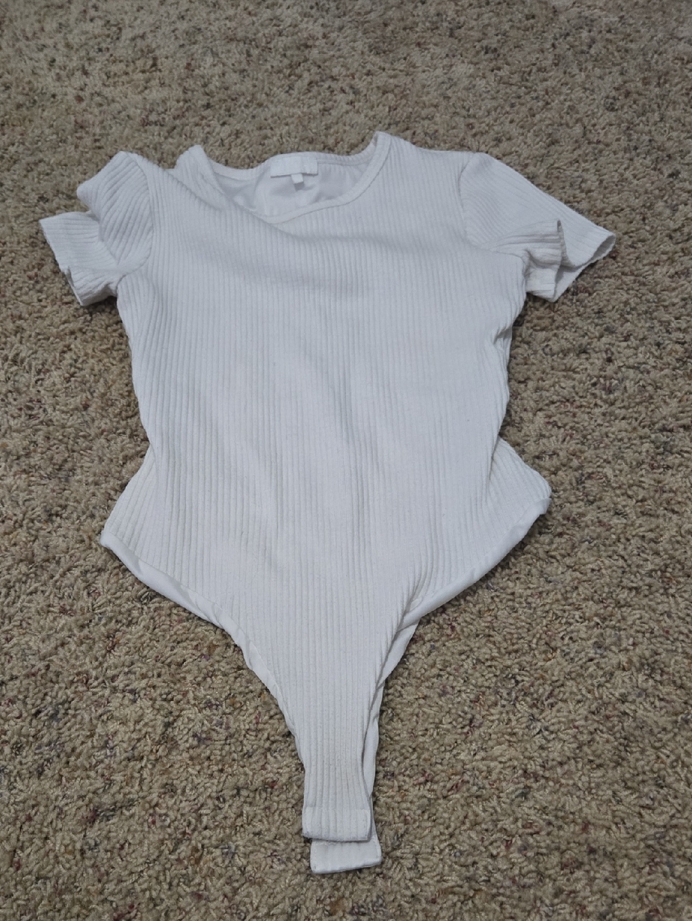 Meshki White Ribbed Short Sleeve Bodysuit